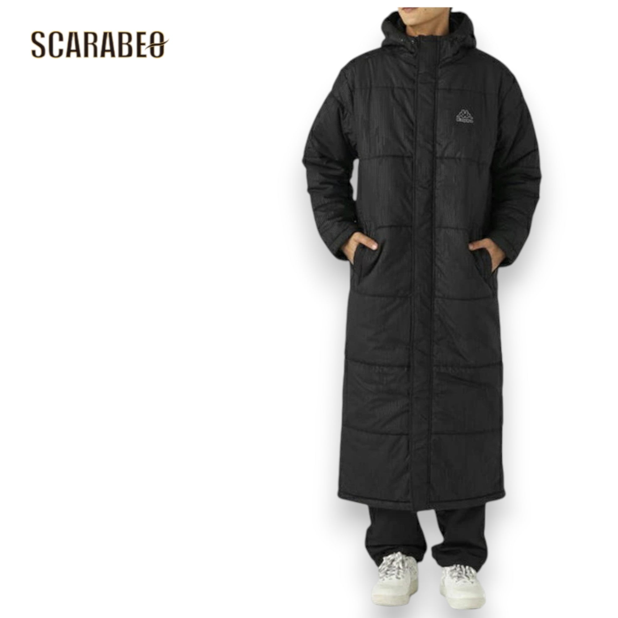 カッパ ベンチコート メンズ 中綿 ロングコート 防寒 kappa 245-378 BK