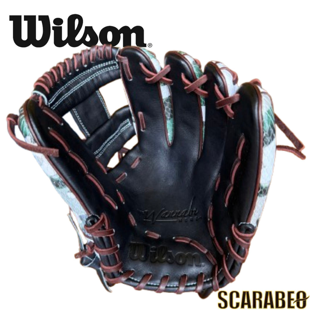 Wilson WBW102429 軟式用 内野手用 グローブ 右投げ 11.5インチ ベーシックレザー×スーパースネークスキン ブラック×カモ SSN DUALハイグレードモデル