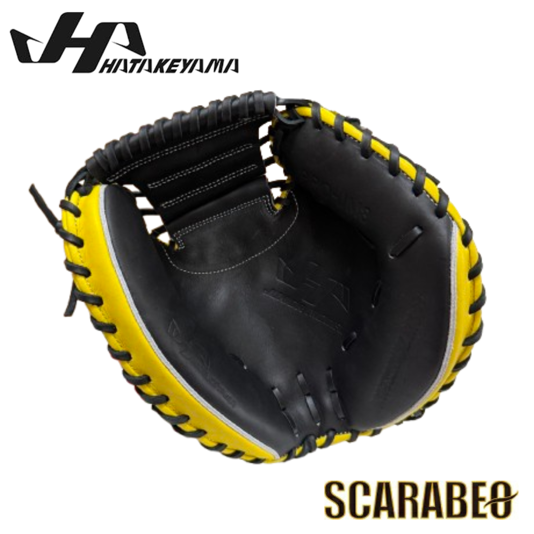 2025 PRO-JM8D ハタケヤマ HATAKEYAMA 少年軟式 キャッチャーミット 捕手用 右投げ ブラック×イエロー 北米ステアハイド JL8型 シェラームーブ 台湾製