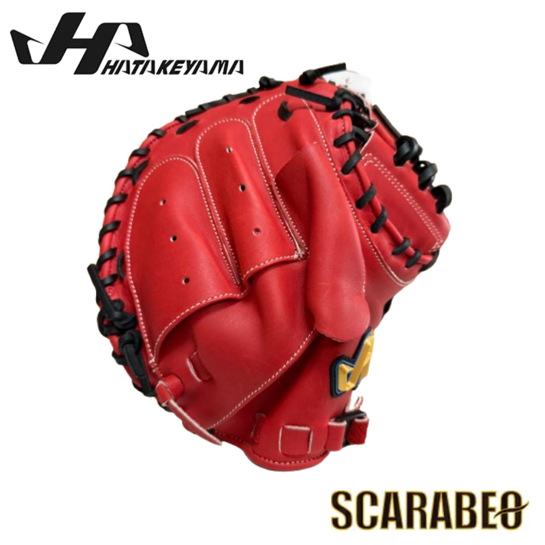 TH-JM8RS ハタケヤマ HATAKEYAMA 軟式ジュニア用 キャッチャーミット 北米ステアハイド レッド シェラムーブ ピンキーパターン JL8型 少年野球 捕手用 台湾製