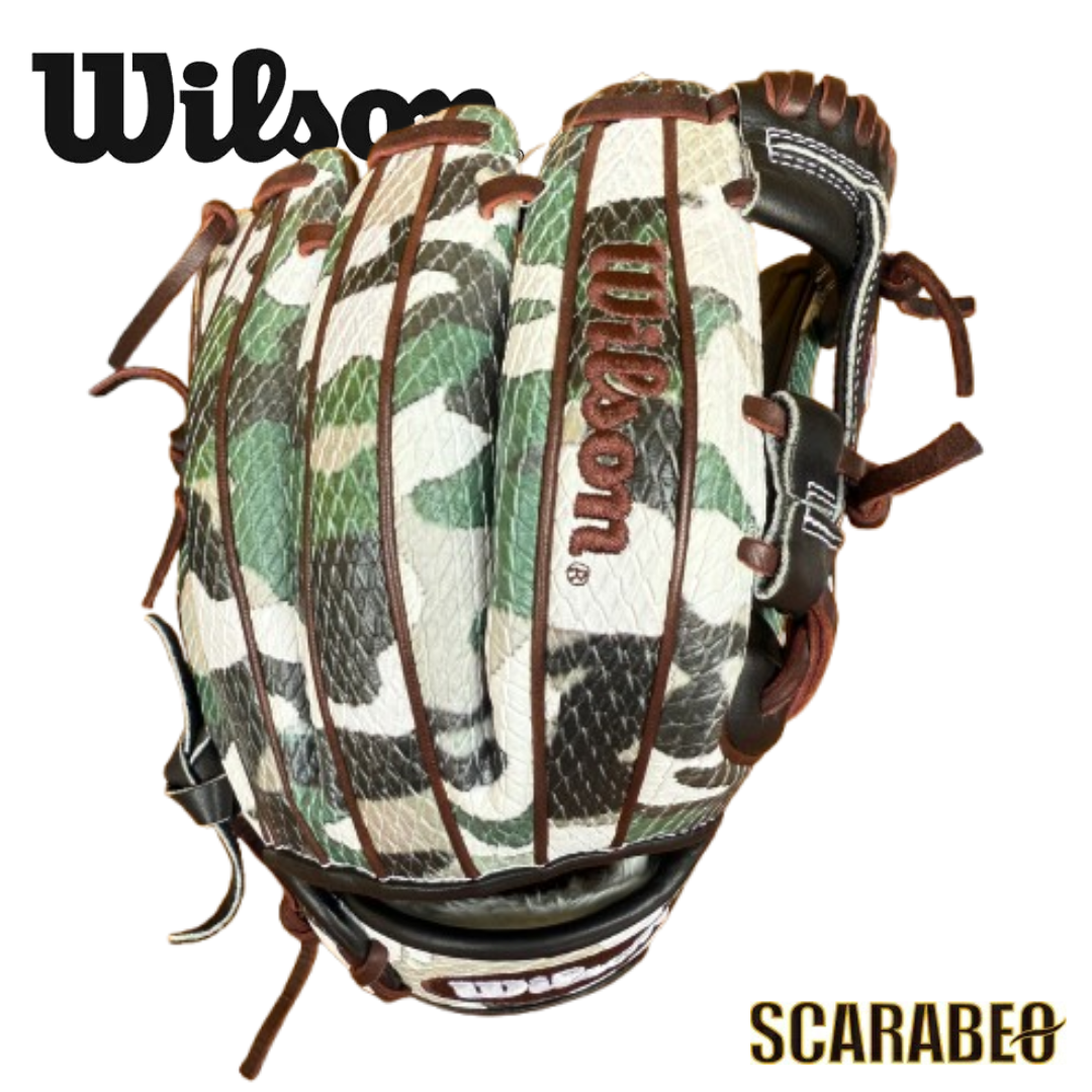 Wilson WBW102429 軟式用 内野手用 グローブ 右投げ 11.5インチ ベーシックレザー×スーパースネークスキン ブラック×カモ SSN DUALハイグレードモデル