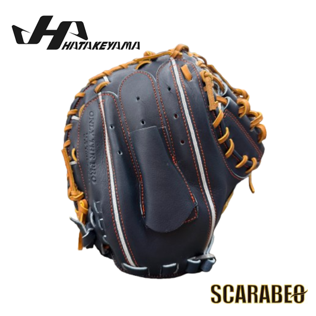 【良型即戦力】ハタケヤマ硬式オーダーキャッチャーミット 天然皮革製 大人用 和牛 縦横型 直刺繍ラベル KSPO