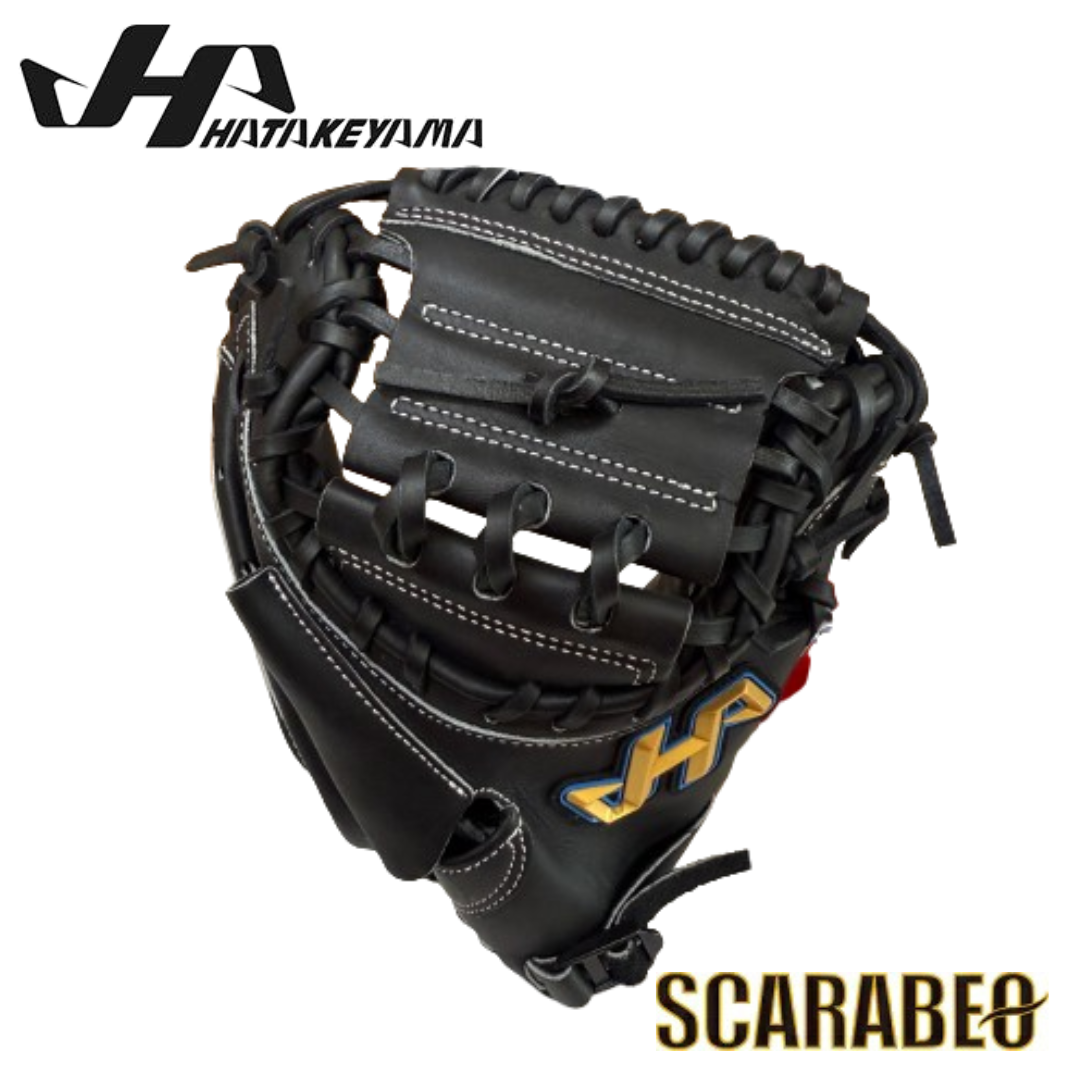 TH-JM8BU ハタケヤマ HATAKEYAMA 軟式ジュニア用 キャッチャーミット 北米ステアハイド ブラック Uバック ピンキーパターン JL8型 少年野球 捕手用 台湾製
