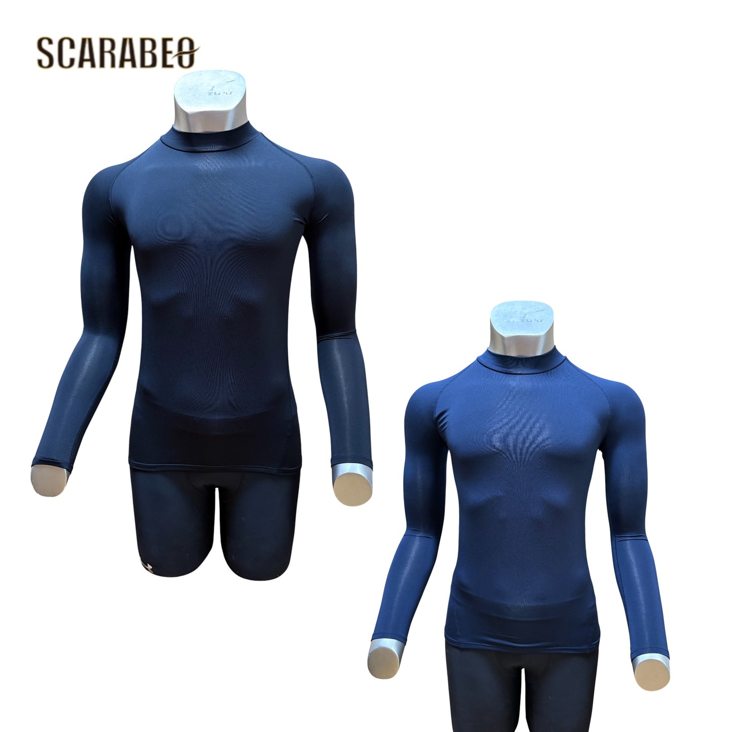 RENU ピーチ起毛 コンプレッション 長袖 ローネック シャツ 130〜LL 吸汗速乾 保温 インナー ブラック ネイビー　5526