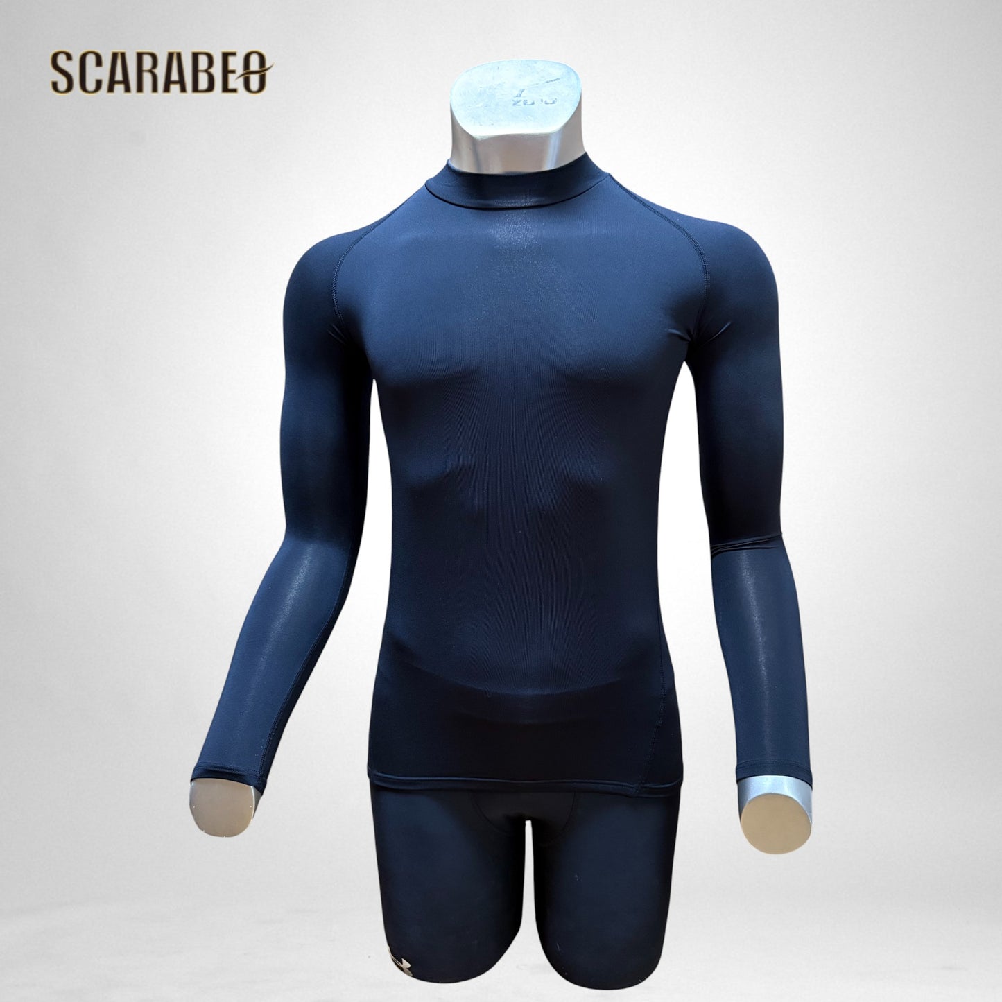 RENU ピーチ起毛 コンプレッション 長袖 ローネック シャツ 130〜LL 吸汗速乾 保温 インナー ブラック ネイビー　5526