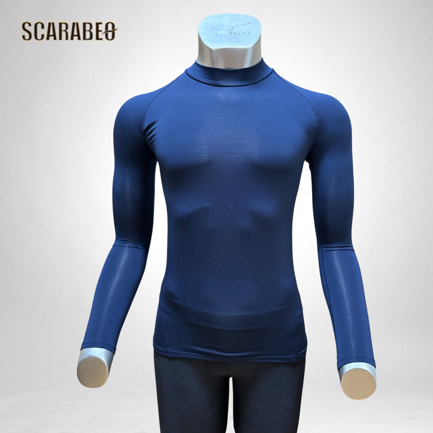 RENU ピーチ起毛 コンプレッション 長袖 ローネック シャツ 130〜LL 吸汗速乾 保温 インナー ブラック ネイビー　5526