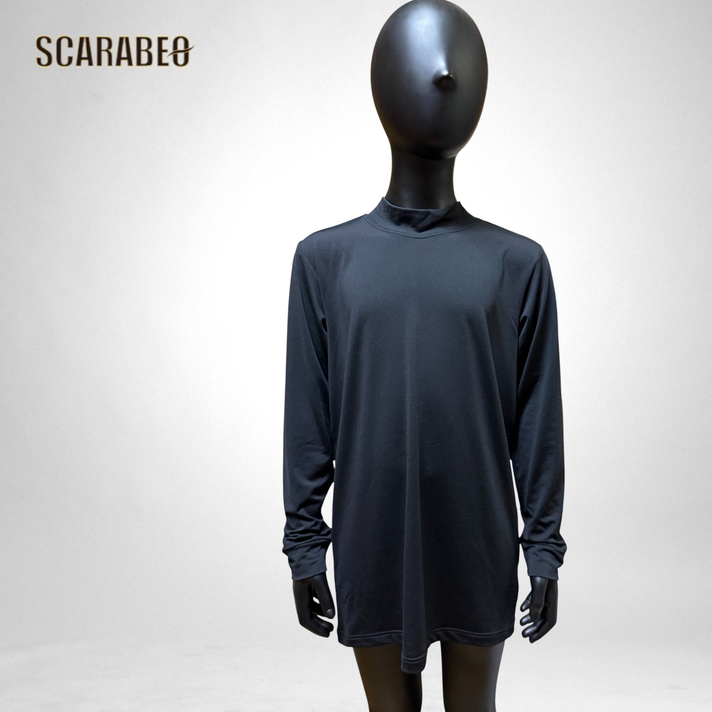 RENU ピーチ起毛 コンプレッション 長袖 ローネック シャツ 130〜LL 吸汗速乾 保温 インナー ブラック ネイビー　5526