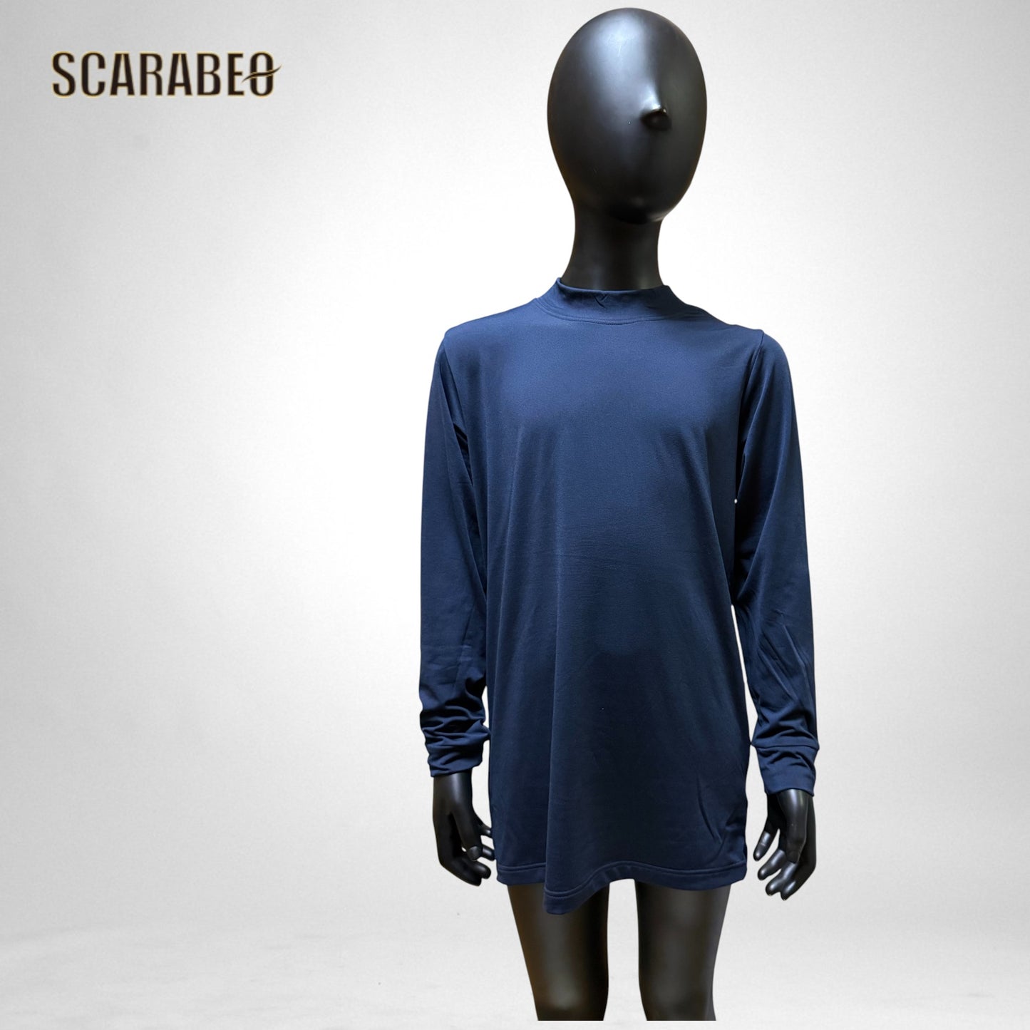 RENU ピーチ起毛 コンプレッション 長袖 ローネック シャツ 130〜LL 吸汗速乾 保温 インナー ブラック ネイビー　5526