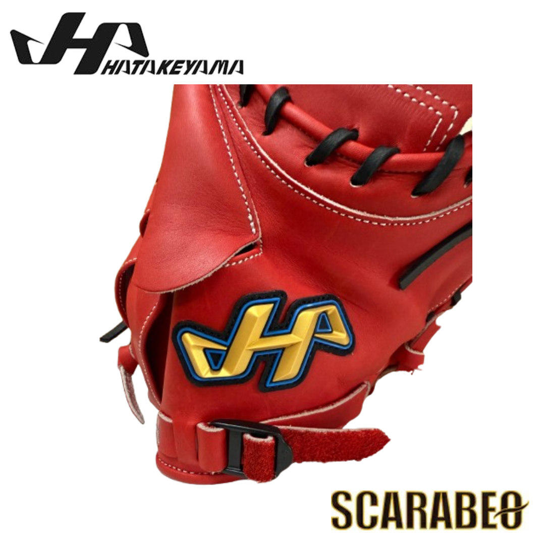 TH-JM8RS ハタケヤマ HATAKEYAMA 軟式ジュニア用 キャッチャーミット 北米ステアハイド レッド シェラムーブ ピンキーパターン JL8型 少年野球 捕手用 台湾製