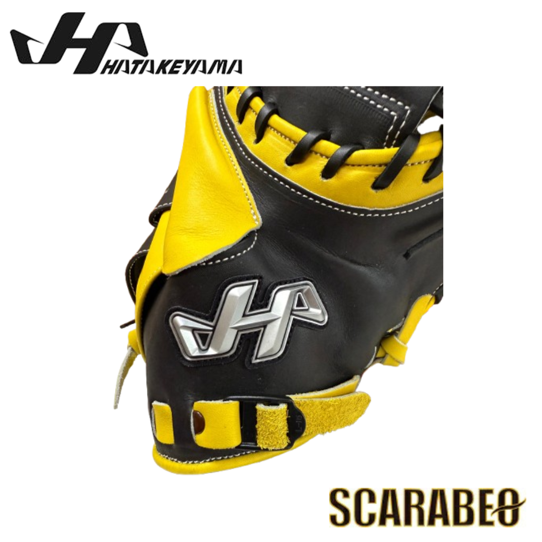 2025 PRO-JM8D ハタケヤマ HATAKEYAMA 少年軟式 キャッチャーミット 捕手用 右投げ ブラック×イエロー 北米ステアハイド JL8型 シェラームーブ 台湾製