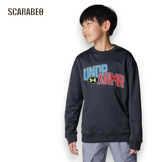 アンダーアーマー トレーナー ジュニア BOYS UA アーマーフリース オーバーレイ ワードマーク クルー 裏起毛 6007815 軽量 保温 トレーニング