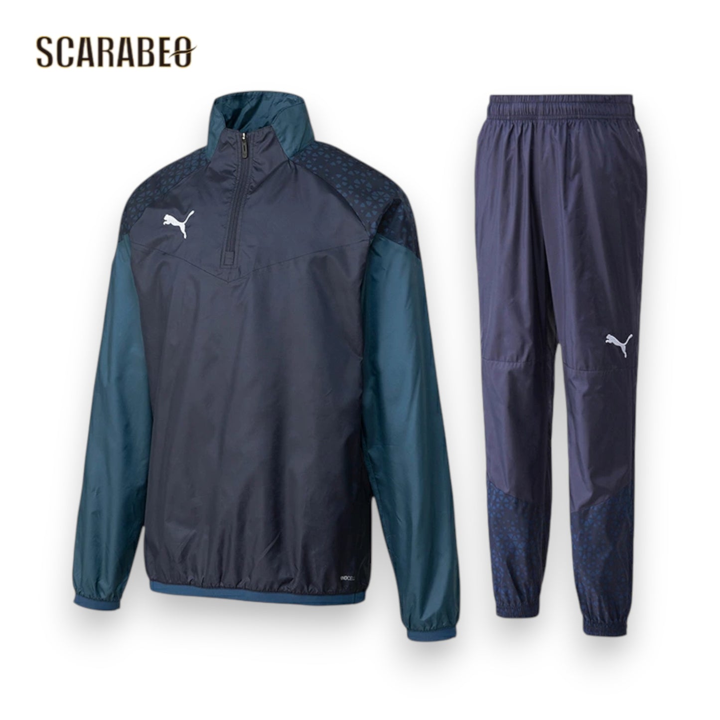 プーマ PUMA サッカー ピステ 上下セット 658439 658441 ネイビー 防風 windCELL トレーニングウェア ジャケット パンツ セットアップ メンズ レディース ユニセックス 軽量 スポーツウェア