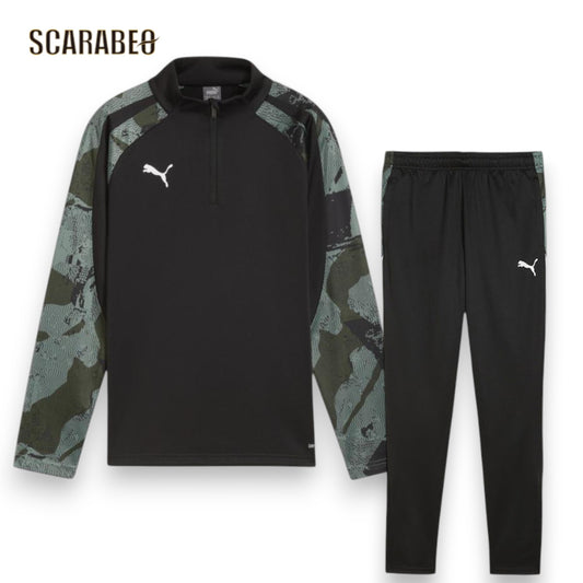 プーマ PUMA ジュニア INDIVIDUAL LIGA CAMO 上下セット キッズ 子供用 トレーニングウェア 1/4ジップトップ パンツ ドライ 吸水速乾 659814