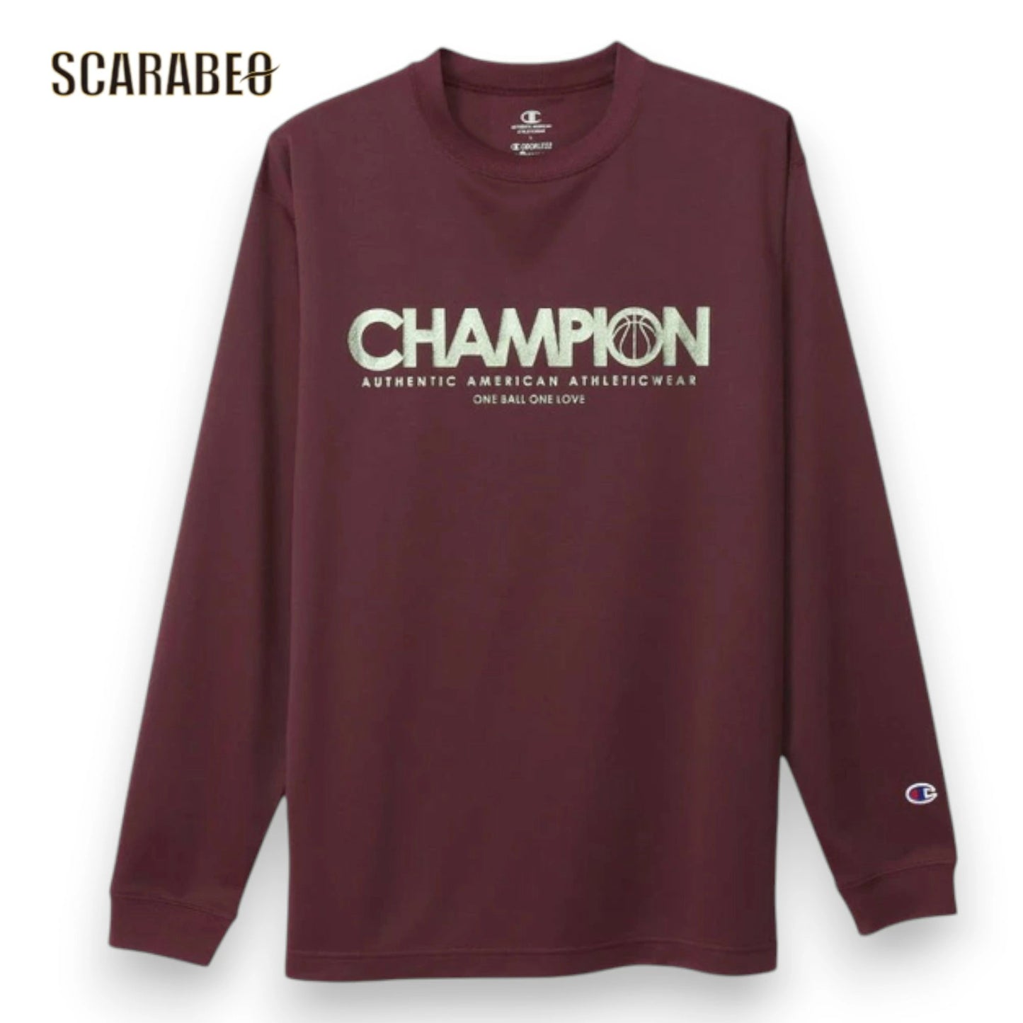 チャンピオン Champion メンズ バスケットボール 長袖Tシャツ ロングスリーブ 吸汗速乾 抗菌防臭 C3-AB421 マルーン c3-ab421