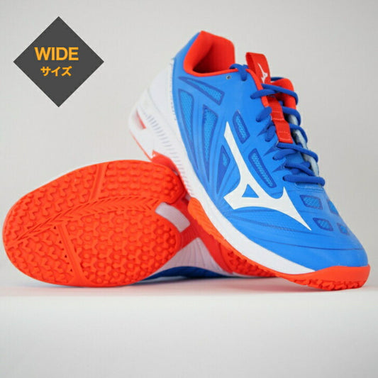 【在庫処分セール】テニスシューズ【ミズノ MIZUNO】 ウエーブエクシード 4Z WIDE OC (ブルー×ホワイト×レッド) ユニセックス 61GB211322 WAVE EXCEED 4Z WIDE OC