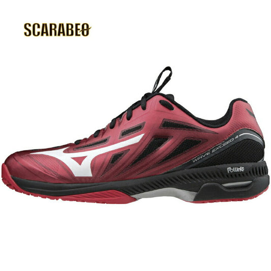 【在庫処分セール】【 ミズノ MIZUNO 】 テニスシューズ ウエーブエクシード 4 ワイド OC ( レッド×ホワイト×ブラック ) ユニセックス 61GB201362 WAVE EXCEED 4 WIDE OC