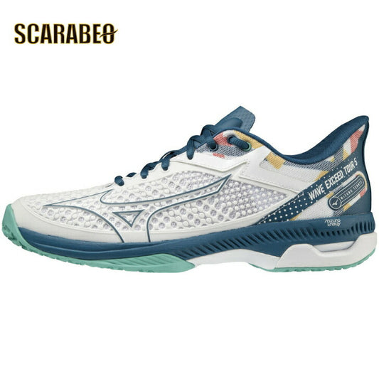 【在庫処分セール】【 ミズノ MIZUNO 】 テニスシューズ ウエーブエクシード TOUR 5 OC ( ホワイト×ブルーグリーン×ターコイズ ) ユニセックス 61GB227230 WAVE EXCEED TOUR 5 OC