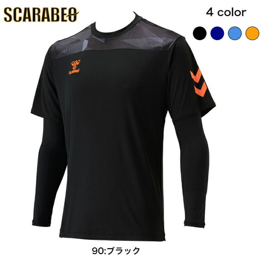 【 hummel ヒュンメル 】 メンズ 半袖Tシャツ ＋ インナーシャツ 2点セット レイヤード プラクティスシャツセット サッカー フットサル 練習着 トレーニングウェア