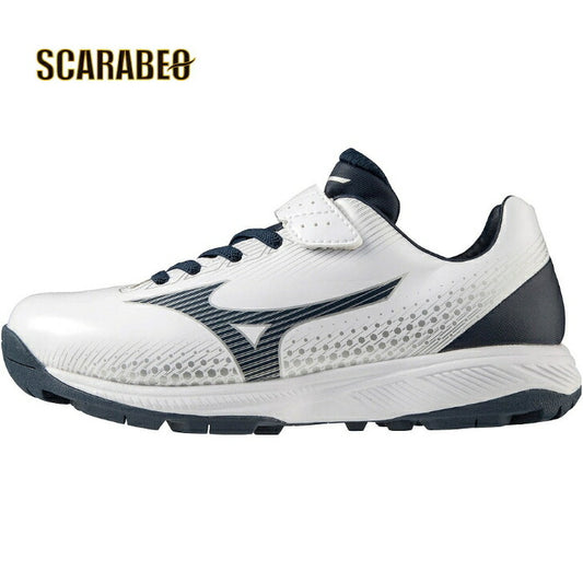 【ミズノ MIZUNO】 ジュニア 野球 ソフトボール トレーニングシューズ ライトレボトレーナーJr.CR ホワイト×ネイビー 11GT222314 LIGHTREVO TR Jr. CR