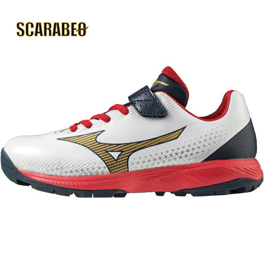 【ミズノ MIZUNO】 ジュニア 野球 ソフトボール トレーニングシューズ ライトレボトレーナーJr.CR ホワイト×ネイビー×レッド 11GT222342 LIGHTREVO TR Jr. CR