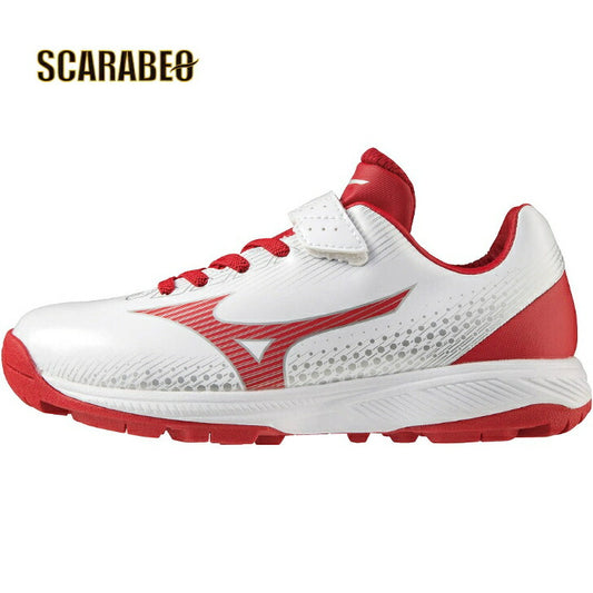 【ミズノ MIZUNO】 ジュニア 野球 ソフトボール トレーニングシューズ ライトレボトレーナーJr.CR ホワイト×レッド 11GT222362 LIGHTREVO TR Jr. CR