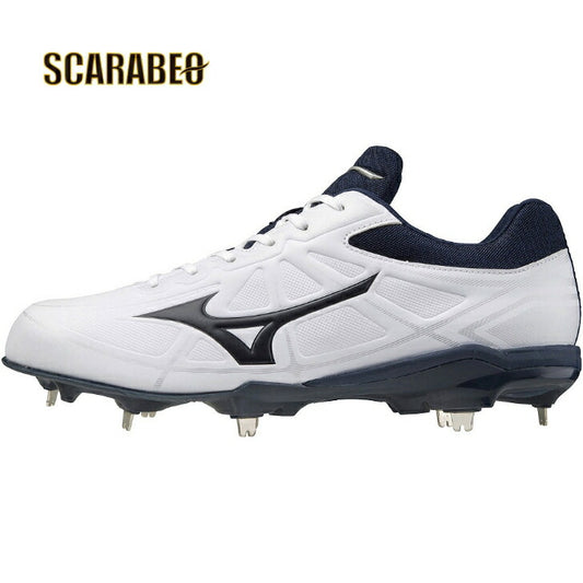 【 ミズノ MIZUNO 】 野球 ソフト スパイク ライトレボバディー 3E ホワイト×ネイビー ワイドサイズ  11GM212114 白 スパイク シューズ