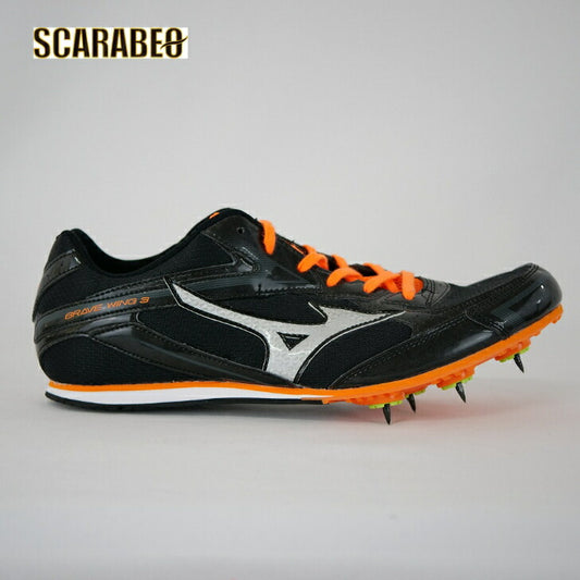 ミズノ 陸上 スパイク ブレイブウィング3 オールラウンドモデル U1GA163019 ブラック×シルバー×オレンジ MIZUNO