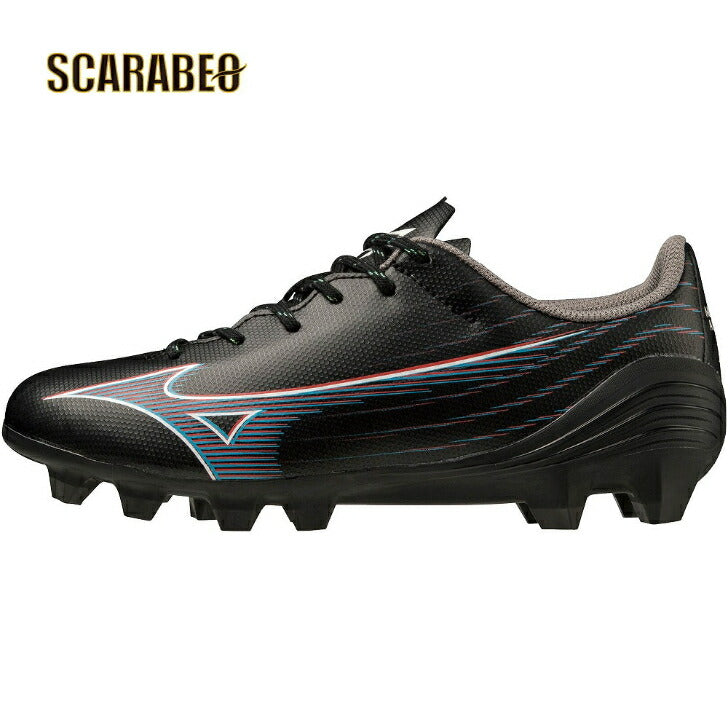 【大特価】ミズノ ジュニア サッカースパイク ミズノアルファ SELECT Jr ブラック×イグニッションレッド×ブルー P1GB236501 MIZUNO α