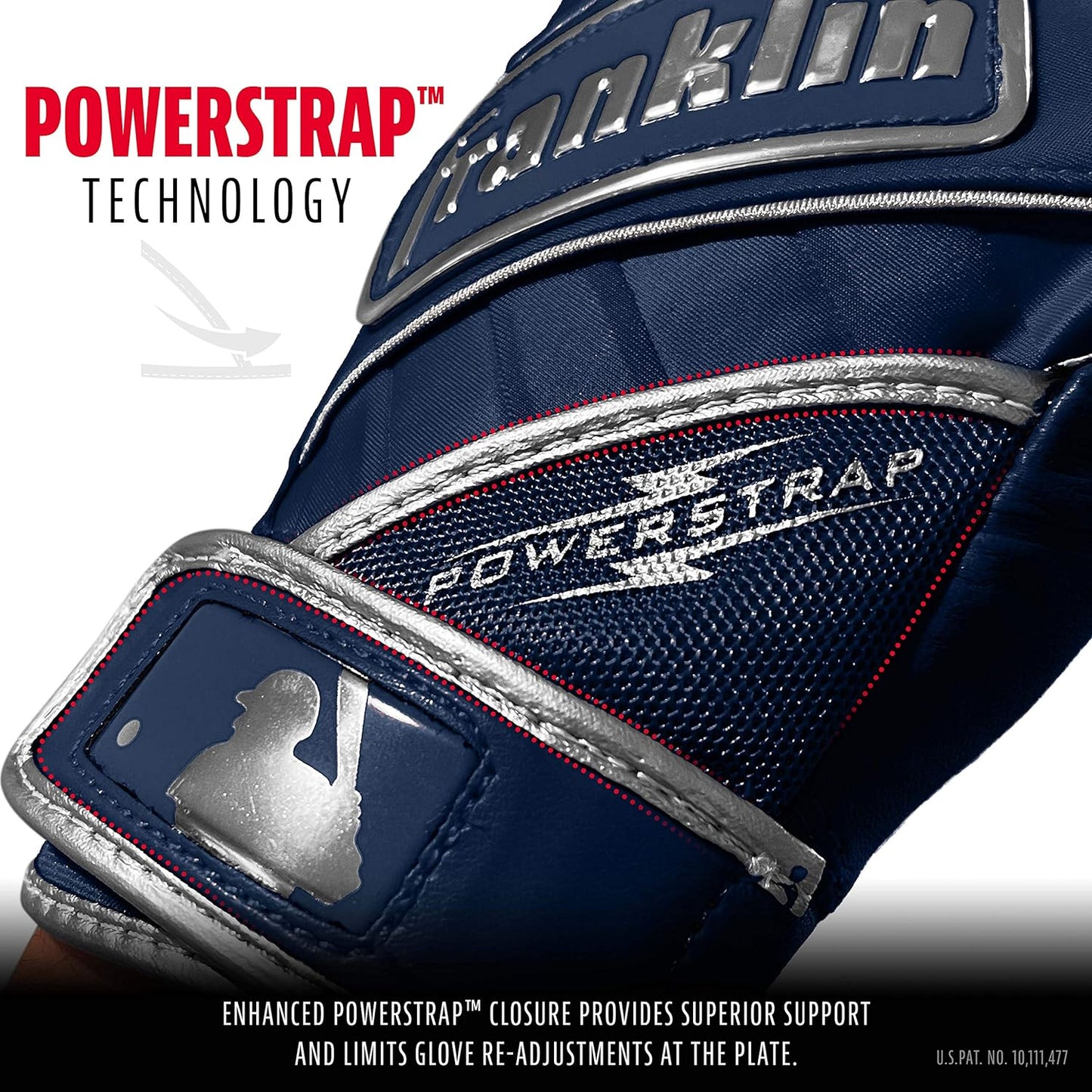 フランクリン（Franklin） 20492 バッティング手袋 両手用 パワーストラップ クロム POWERSTRAP CHROME バッティンググローブ 野球 バッテ MLB