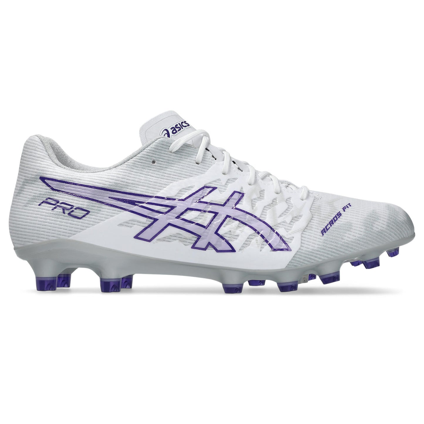 アシックス DS LIGHT ACROS PRO 3 1101A071-100 WHITE/GENTRY PURPLE 新作 サッカー サッカースパイク 軽い 大人 子供 部活