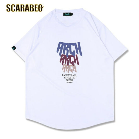 Arch rim designed tee [DRY]【white】 アーチ バスケ 半袖Tシャツ t124-139 バスケウェア ライフスタイルウェア Tシャツ ショートスリーブ ドライ 吸汗速乾性