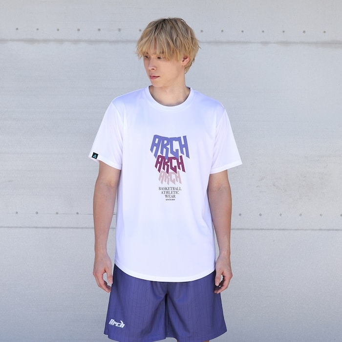 Arch rim designed tee [DRY]【white】 アーチ バスケ 半袖Tシャツ t124-139 バスケウェア ライフスタイルウェア Tシャツ ショートスリーブ ドライ 吸汗速乾性