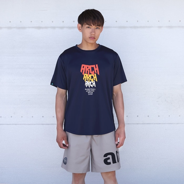 Arch rim designed tee [DRY]【navy】 アーチ バスケ 半袖Tシャツ t124-141 バスケウェア ライフスタイルウェア Tシャツ ショートスリーブ ドライ 吸汗速乾性