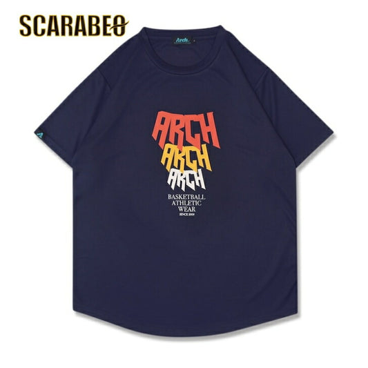 Arch rim designed tee [DRY]【navy】 アーチ バスケ 半袖Tシャツ t124-141 バスケウェア ライフスタイルウェア Tシャツ ショートスリーブ ドライ 吸汗速乾性