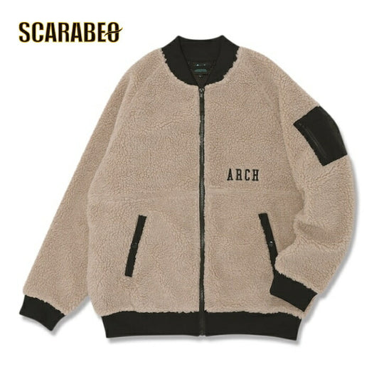 Arch boa fleece bomber jacket【smoky beige】 アーチ バスケ ボアフリースボンバージャケット t724-109 アーチ バスケ ショーツ バスケットボール バスパン 男子 ウエア 大人 子供 Ｔシャツ バスケウエア