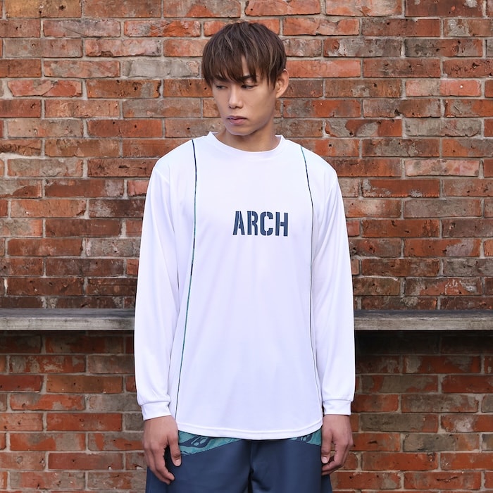 アーチ tiger stripe camo L/S tee [DRY]【white】 T324-119 アーチ バスケ ショーツ バスケットボール バスパン 男子 ウエア 大人 子供 Ｔシャツ バスケウエア
