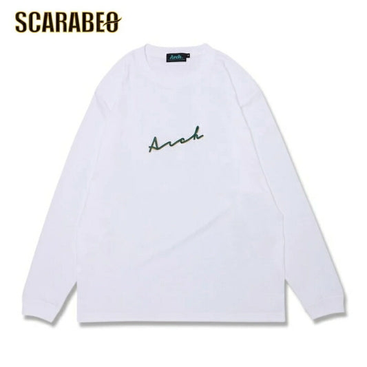 アーチ autograph logo L/S tee【white】 T324-125 アーチ バスケ ショーツ バスケットボール バスパン 男子 ウエア 大人 子供 Ｔシャツ バスケウエア