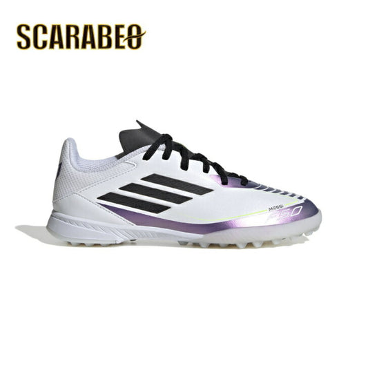 アディダス ジュニア F50 MESSI LEAGUE TF フットウェアホワイト×コアブラック ie9082 フットサルシューズ 靴 フットサル スパイク 室内 屋外 軽量  履き心地 人気ランキング 子供用 大人用