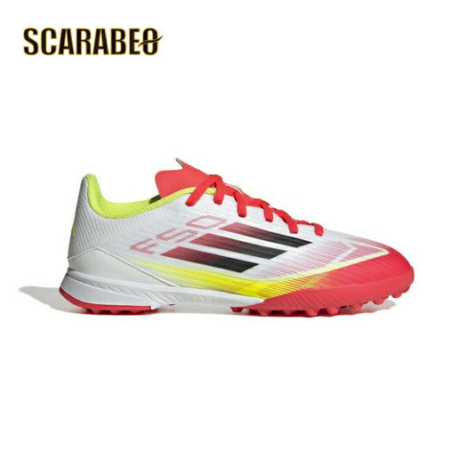 アディダス ジュニア F50 LEAGUE TF フットウェアホワイト×コアブラック ie3753 フットサルシューズ 靴 フットサル スパイク 室内 屋外 軽量 グリップ力 おすすめ 履き心地 人気ランキング 子供用 大人用