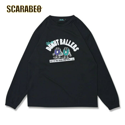 アーチ donut ballers L/S tee [DRY]【black】 アーチ バスケ ショーツ バスケットボール バスパン 男子 ウエア 大人 子供 Ｔシャツ バスケウエア  t324-129