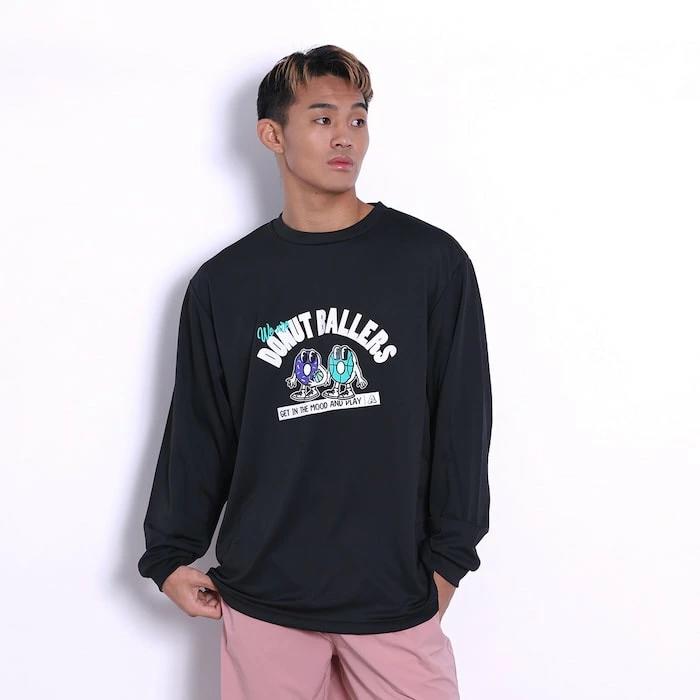アーチ donut ballers L/S tee [DRY]【black】 アーチ バスケ ショーツ バスケットボール バスパン 男子 ウエア 大人 子供 Ｔシャツ バスケウエア  t324-129