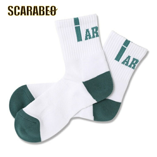 Arch vertical crew socks【white/teal】 アーチ バスケ ソックス アーチ バスケ ショーツ バスケットボール バスパン 男子 ウエア 大人 子供 Ｔシャツ バスケウエア  a324-110
