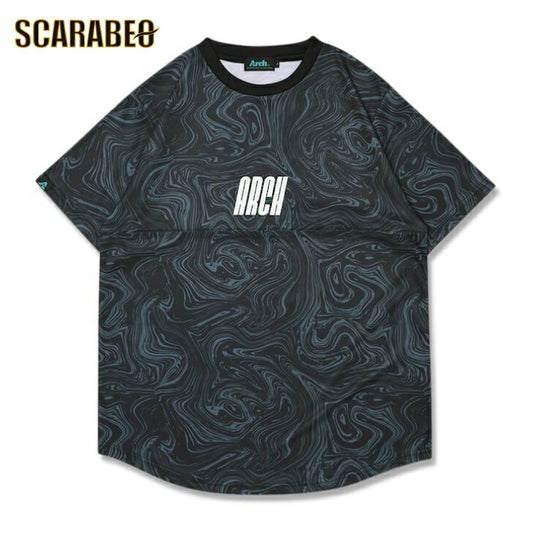 Arch marble section tee [DRY]【black/slate】 アーチ バスケ 半袖Tシャツ 男子 ウエア 大人 子供 Ｔシャツ バスケウエア t125-103
