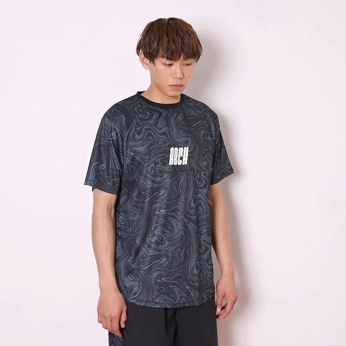 Arch marble section tee [DRY]【black/slate】 アーチ バスケ 半袖Tシャツ 男子 ウエア 大人 子供 Ｔシャツ バスケウエア t125-103