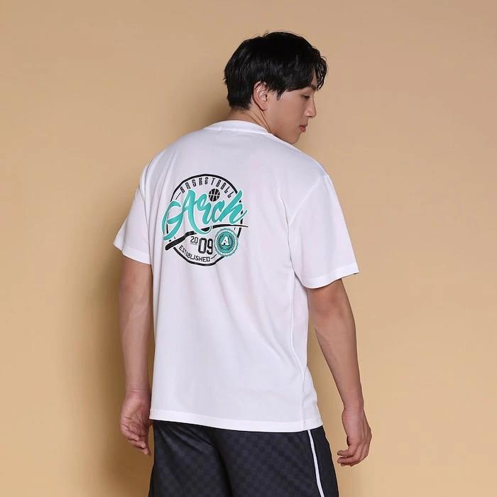 Arch ballpark tee [DRY]【white】 アーチ バスケ 半袖Tシャツ アーチ バスケ  バスケットボール バスパン 男子 ウエア 大人 子供 Ｔシャツ バスケウエア t125-116