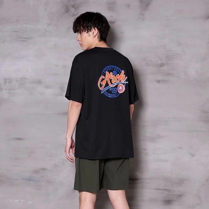 Arch ballpark tee [DRY]【black】 アーチ バスケ 半袖Tシャツ アーチ バスケ  バスケットボール バスパン 男子 ウエア 大人 子供 Ｔシャツ バスケウエア t125-117