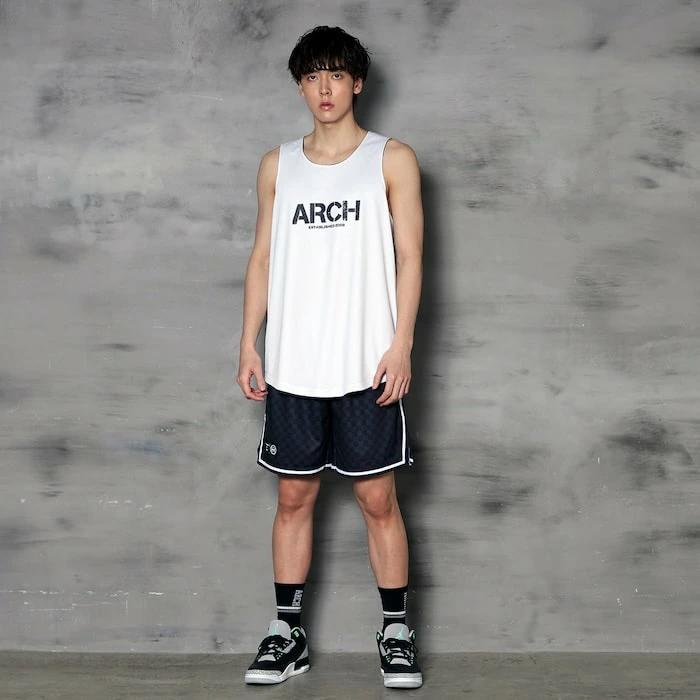 Arch checkered rev. tank [DRY]【black/white】 アーチ バスケ リバーシブルタンクトップ アーチ バスケ  バスケットボール バスパン 男子 ウエア 大人 子供 Ｔシャツ バスケウエア t225-104