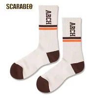 Arch drop line crew mid. socks【pale gray/brown】 アーチ バスケ バスケットボール バスパン 男子 ウエア 大人 子供 Ｔシャツ バスケウエア a325-104