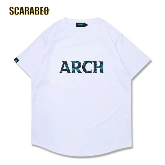 Arch grid faded tee [DRY]【white】 アーチ バスケ 半袖Tシャツ アーチ バスケ バスケットボール バスパン 男子 ウエア 大人 子供 Ｔシャツ バスケウエア t125-119