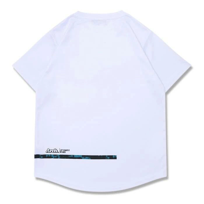 Arch grid faded tee [DRY]【white】 アーチ バスケ 半袖Tシャツ アーチ バスケ バスケットボール バスパン 男子 ウエア 大人 子供 Ｔシャツ バスケウエア t125-119